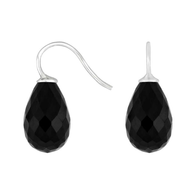 Rhod. sølvøreh. m/kvartsglas facetteret farve95 - Urma.dk