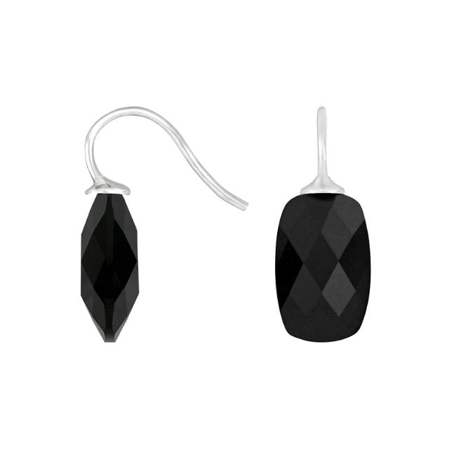 Rhod. sølvøreh. m/kvartsglas facetteret farve95 - Urma.dk