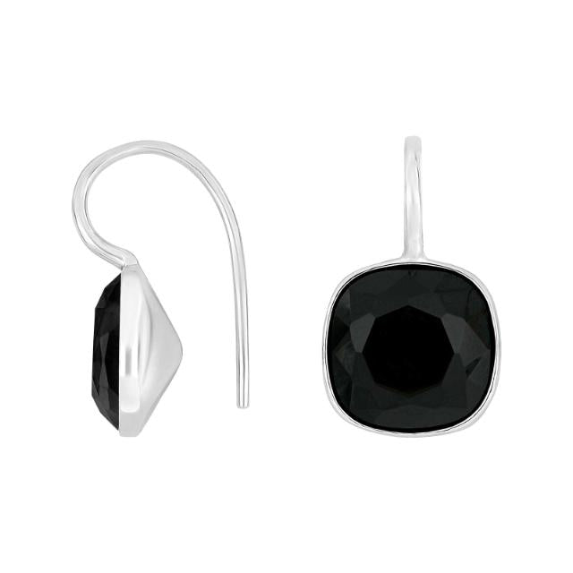 Rhod. sølvøreh. m/kvartsglas facetteret farve95 - Urma.dk