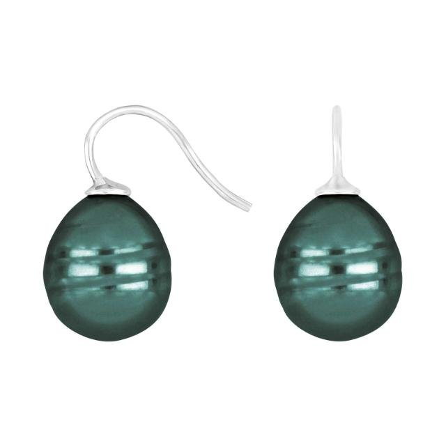 Rhod. sølvøreh. m/Mallorca perle farve64 - Urma.dk