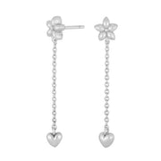 Rhod. sølvørehænger blomst/hjerte - Urma.dk