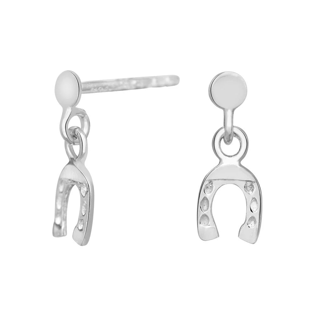 Rhod. sølvørehænger m/hestesko - Urma.dk