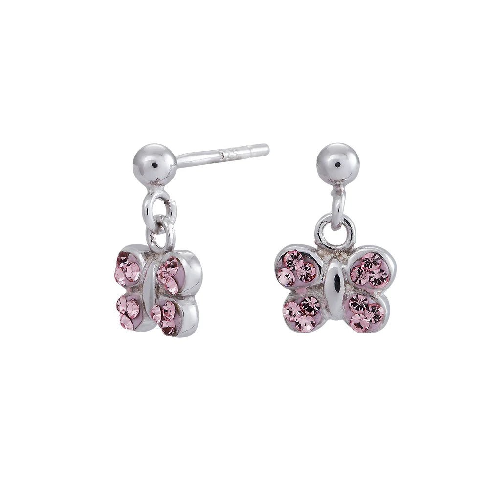 Rhod. sølvørehænger sommerfugl m/pink cz - Urma.dk