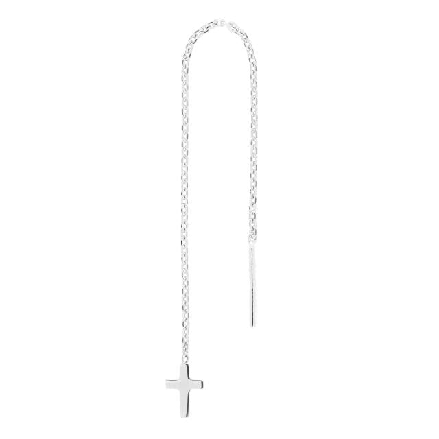 Rhod. sølvørekæde m/kors PIERCE52 1 stk. - Urma.dk