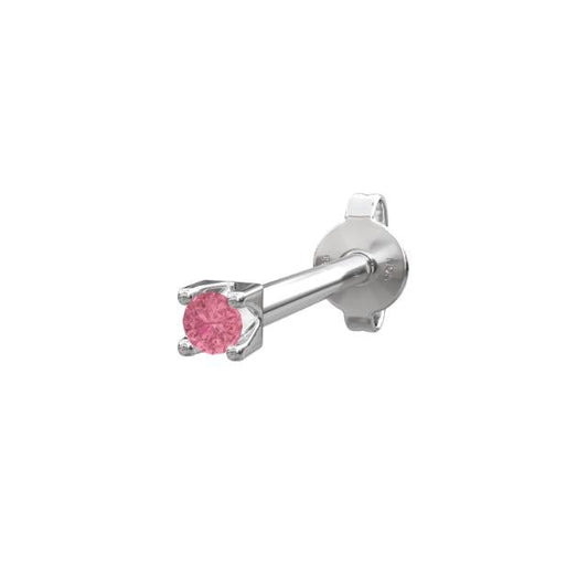 Rhod. sølvørestik m/pink topaz farve cz PIERCE52 1 - Urma.dk