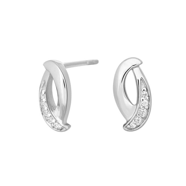 Rhod. sølvørestikker buer m/cz - Urma.dk