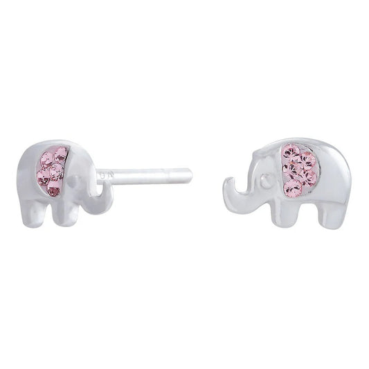 Rhod. sølvørestikker elefant m/pink cz. - Urma.dk