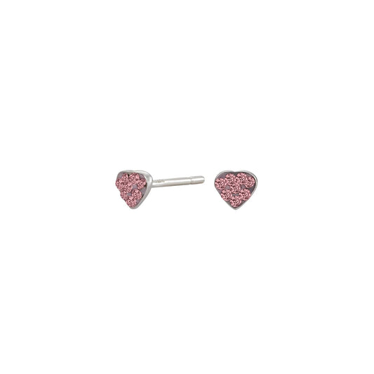Rhod. sølvørestikker hjerte m/pink cz - Urma.dk