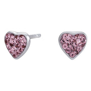 Rhod. sølvørestikker hjerte m/pink cz - Urma.dk
