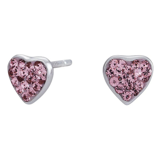 Rhod. sølvørestikker hjerte m/pink cz - Urma.dk