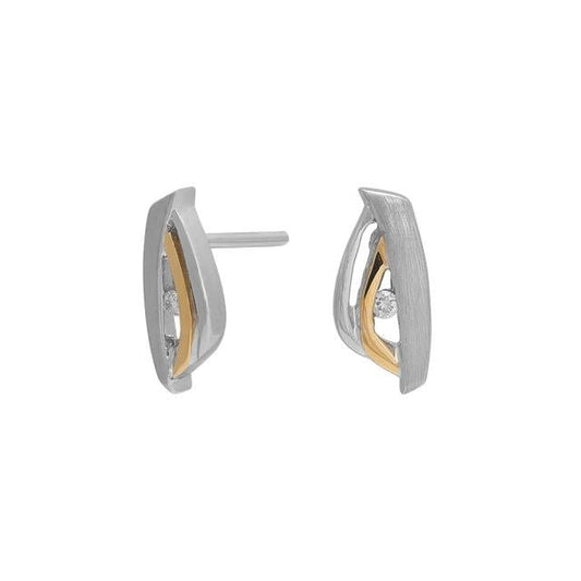 Rhod. sølvørestikker mat/blank m/dia 0.04ct w/p 8k - Urma.dk