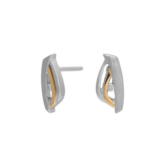 Rhod. sølvørestikker mat/blank m/dia 0.04ct w/p 8k - Urma.dk