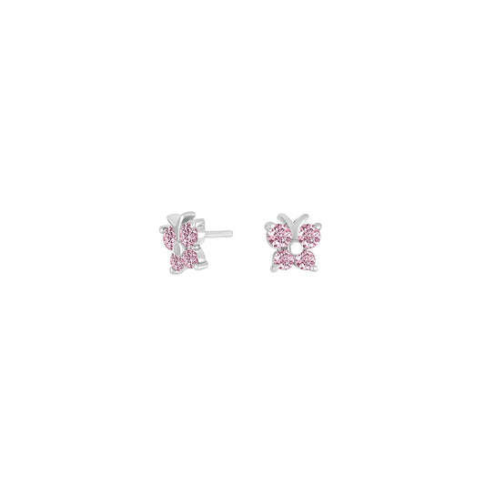 Rhod. sølvørestikker sommerfugl m/pink cz - Urma.dk