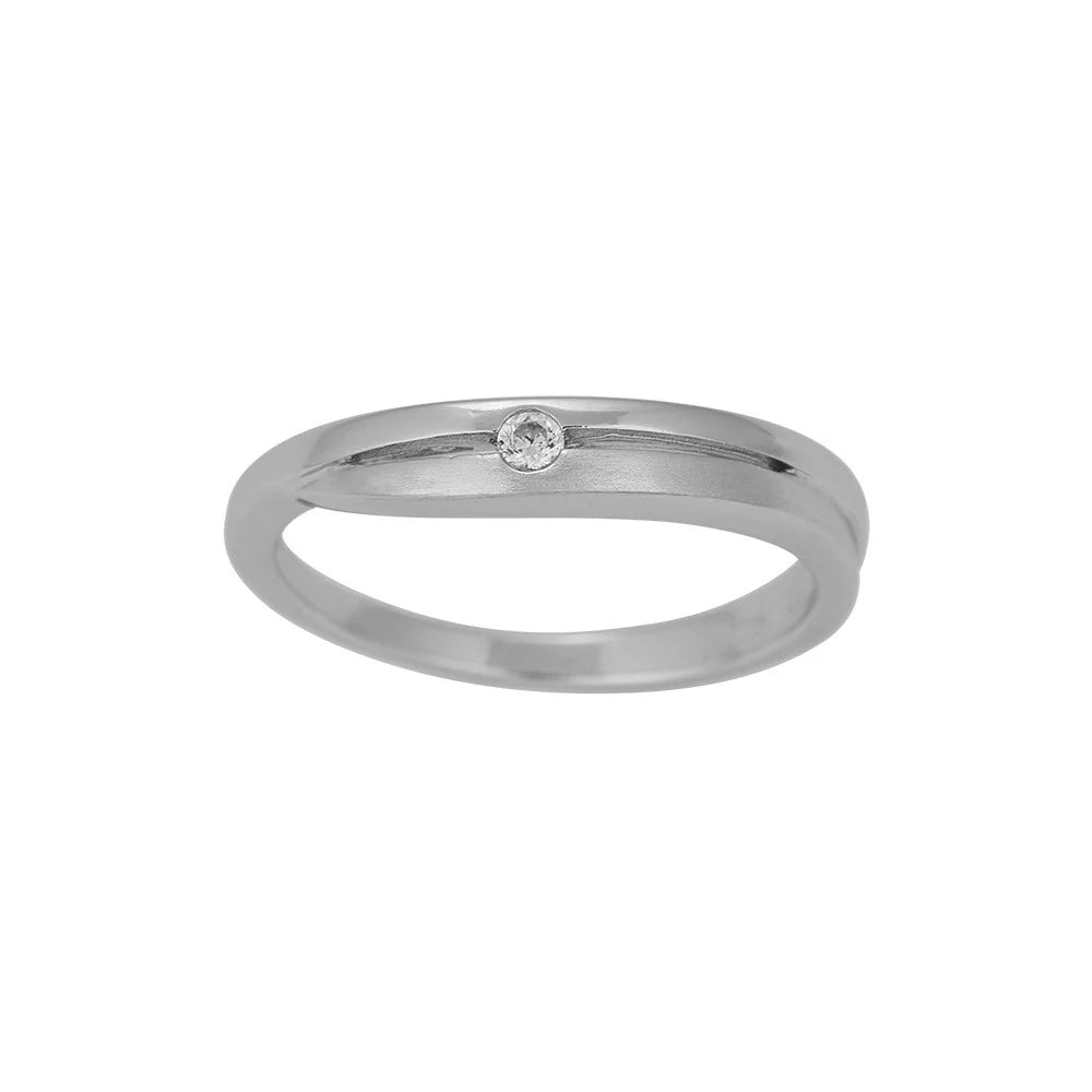 Rhod. sølvring mat/blank med cz - Urma.dk