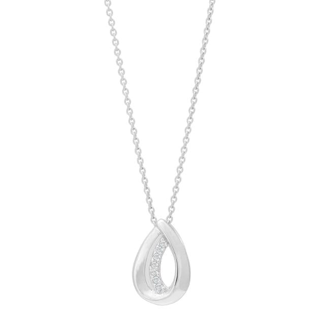 Rhod. sølvvedhæng dråbe m/cz inkl. kæde - Urma.dk