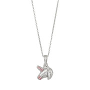 Rhod. sølvvedhæng enhjørning hoved m/pink cz inkl - Urma.dk