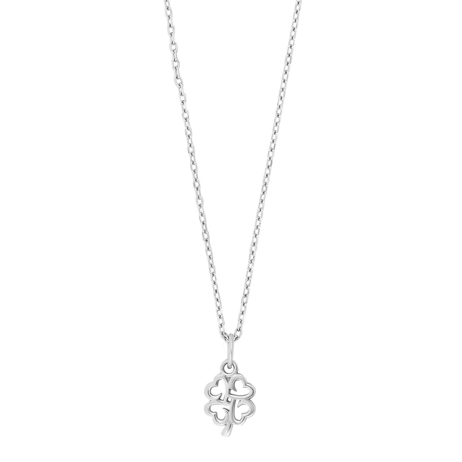 Rhod. sølvvedhæng firkløver m/cz inkl. Kæde - Urma.dk