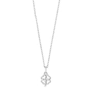 Rhod. sølvvedhæng firkløver m/cz inkl. Kæde - Urma.dk