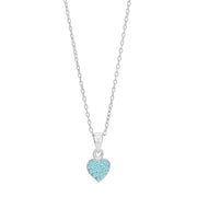 Rhod. sølvvedhæng hjerte m/blå cz inkl. kæde - Urma.dk