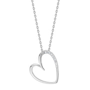 Rhod. sølvvedhæng hjerte m/cz inkl. kæde - RiveraNor - Urma.dk