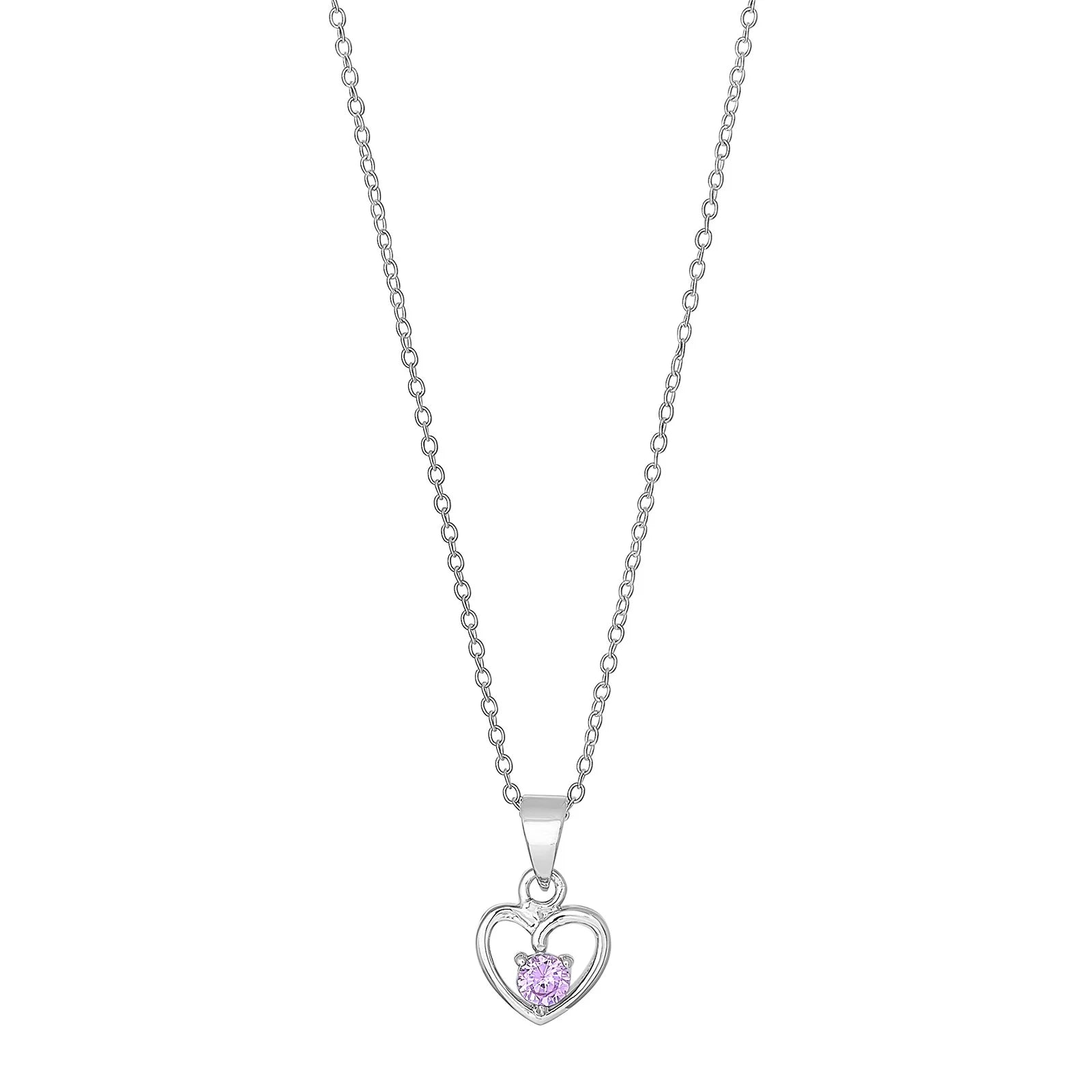 Rhod. sølvvedhæng hjerte m/lyserød cz inkl. kæde - Urma.dk