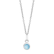 Rhod. sølvvedhæng m/blå perlemor inkl. kæde - Urma.dk