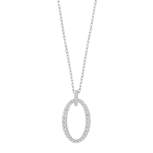 Rhod. sølvvedhæng m/cz inkl. kæde - Urma.dk