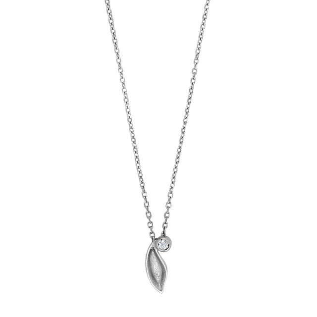 Rhod. sølvvedhæng m/cz inkl. kæde - Urma.dk