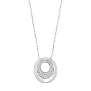 Rhod. sølvvedhæng m/cz inkl. kæde - Urma.dk