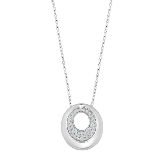 Rhod. sølvvedhæng m/cz inkl. kæde - Urma.dk