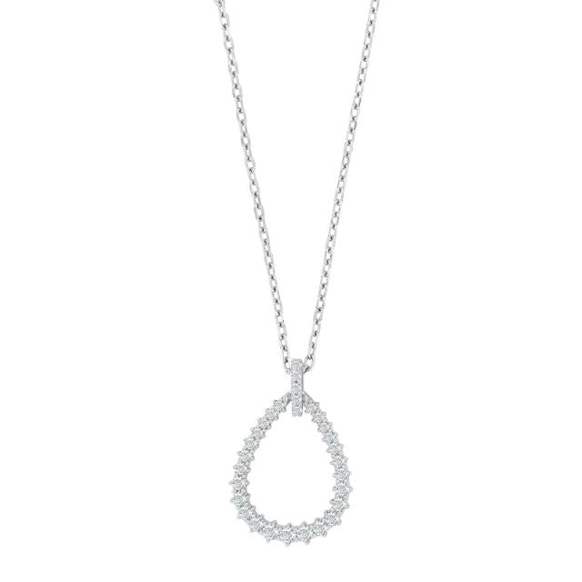 Rhod. sølvvedhæng m/cz inkl. kæde - Urma.dk