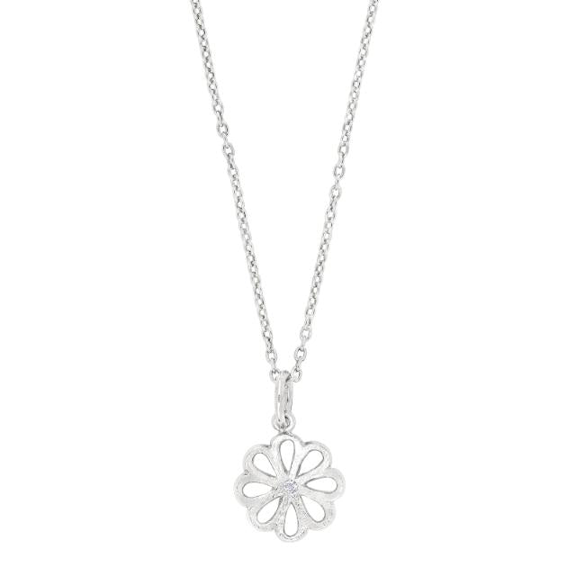 Rhod. sølvvedhæng m/cz inkl. kæde - Urma.dk