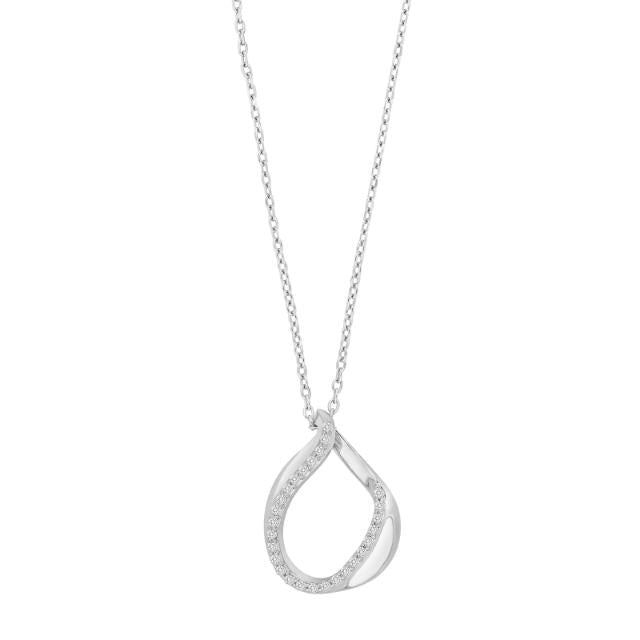 Rhod. sølvvedhæng m/cz inkl. kæde - Urma.dk