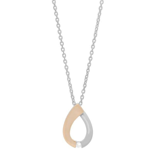 Rhod. sølvvedhæng m/dia 0.03ct. w/p og 8kt. guld - Urma.dk