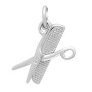 Rhod. sølvvedhæng saks/kam inkl. kæde - Urma.dk