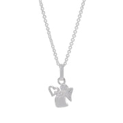 Rhod. sølvvedhæng skytsengel inkl. kæde - Urma.dk