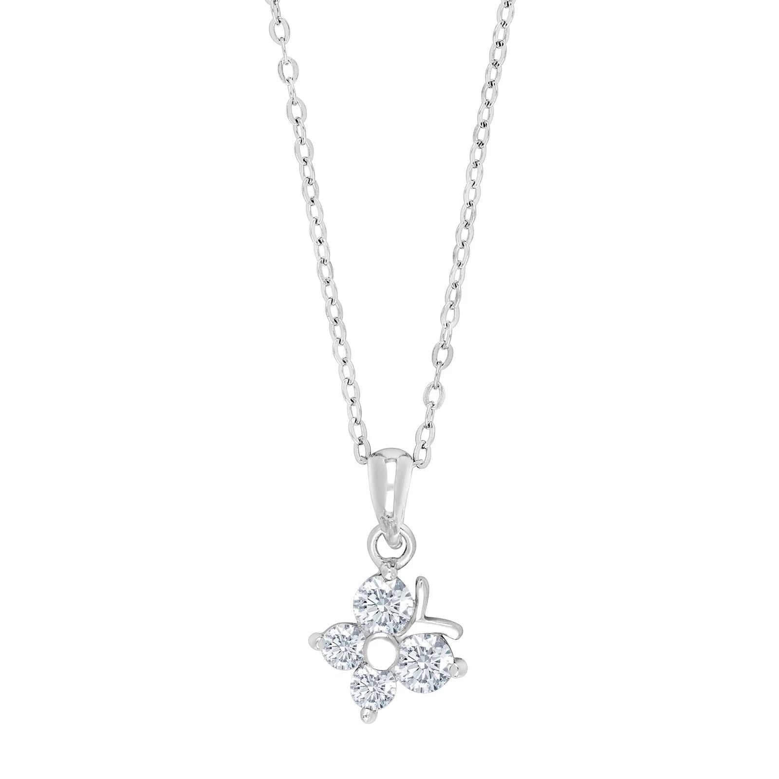 Rhod. sølvvedhæng sommerfugl m/cz inkl. kæde - Urma.dk