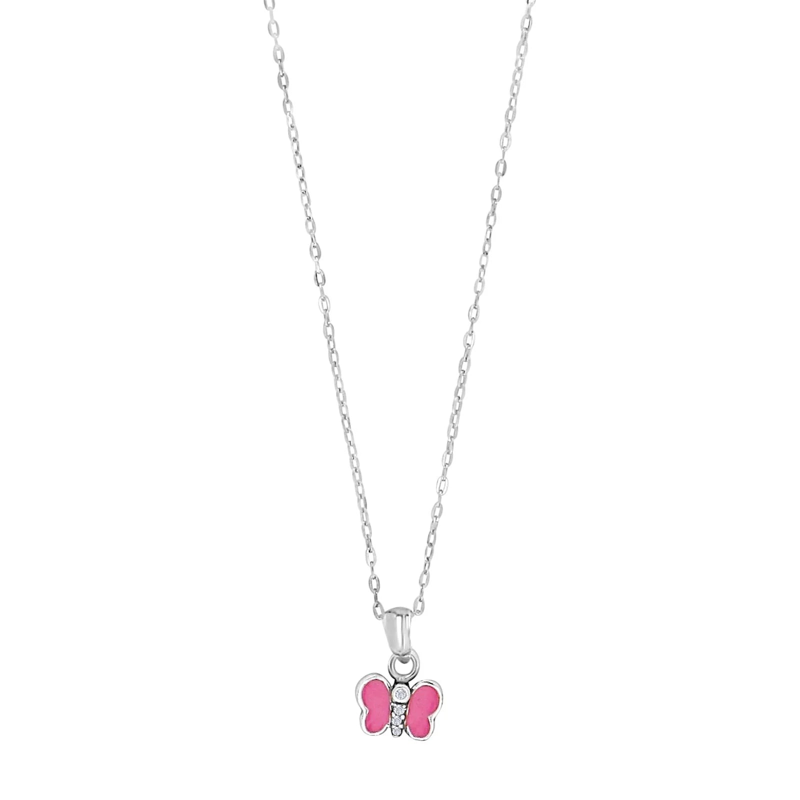 Rhod. sølvvedhæng sommerfugl m/emalje og cz inkl. - Urma.dk