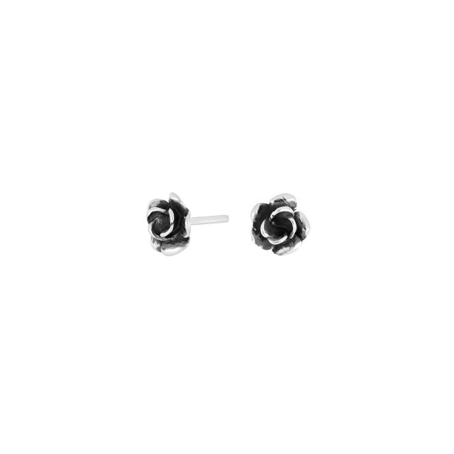 Rhod. sølvørestikker m/ox. rose 6mm