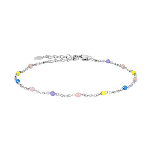 Rhodium plated silver bracelet with enamel balls - Urma.dk