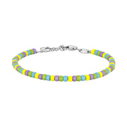 Rhodium plated silver bracelet with glass mix colors - Urma.dk