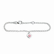 Rhodium silver bracelet heart w/flower and enamel - Urma.dk