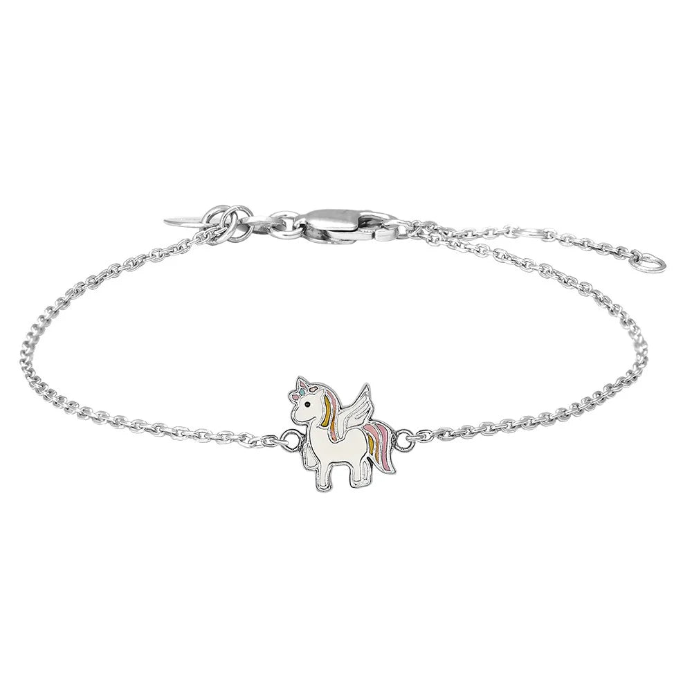 Rhodium silver bracelet unicorn - Urma.dk