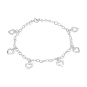 Rhodium silver bracelet w/hearts - Urma.dk