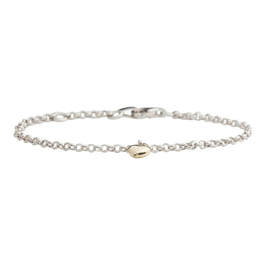 Rhodium silver children's bracelet w/14 karat gold heart - Urma.dk