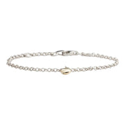 Rhodium silver children's bracelet w/8 carat gold heart - Urma.dk