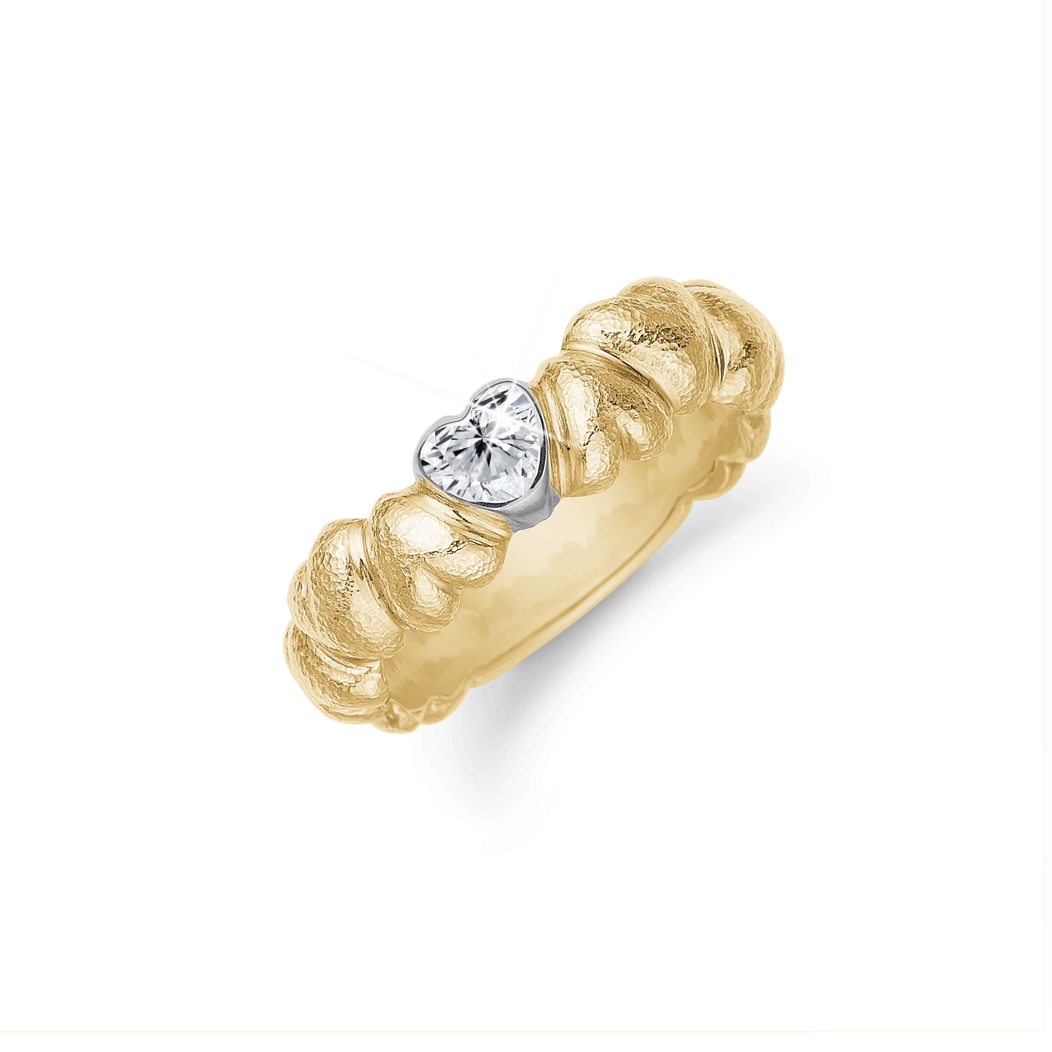 Ring 14 karat med hjerte og Labgrown diamant på 0,20ct - Str. 56 - Urma.dk