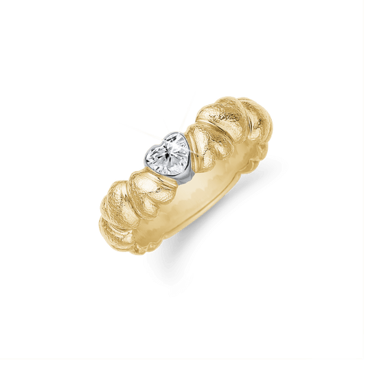 Ring 14 karat med hjerte og Labgrown diamant på 0,20ct - Str. 56 - Urma.dk