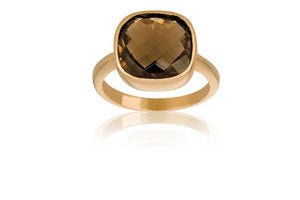 Ring 14 kt m/ røg quartz