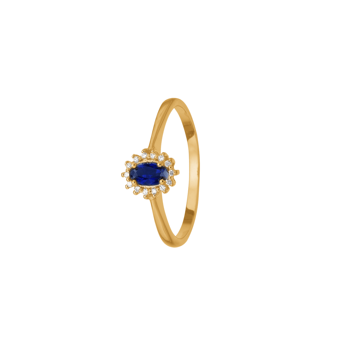 Ring 8 kt, safir og diamanter